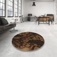 thumbnail image 4 of Ahgly Tapis Rond Lavable en Machine Intérieur Transitionnel Brun Selle, 3 Pieds Rond, 4 of 7