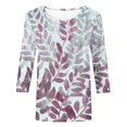 thumbnail image 4 of Jsaierl Automne Manches 3/4 Hauts pour Femmes Décontractés Col Rond Chemises Mode Imprimées T-Shirts Confortables Légers 2024 Blouses pour Dames, 4 of 5