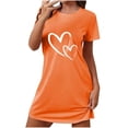 thumbnail image 1 of Tnhcen Robe de Nuit Courte à Imprimé Cœur pour Femme Grande Taille– Col Rond Manches Courtes P-2TG pour Tenue d'Intérieur Tendance et Confort Quotidien, 1 of 4
