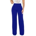 thumbnail image 1 of Liquidation! Hontri Pantalon Droit Extensible pour Femmes Confortable Uni Classique Taille Haute Jambe Grand Long Bootcut Pantalon Pantalon Habillé Travail Bureau Grande Taille Pantalon Bleu m, 1 of 9