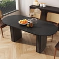 thumbnail image 3 of 70.8 Inch Dining Table for Rustic Farmhouse, Oval Kitchen Dining Room Table with Wooden Base for Meeting Room Reception Room (Black), 3 of 11