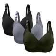 thumbnail image 1 of VEKDONE 3PC Woman's Large Size Solid Color Without Steel Ring Gathering Comfortable Bras Daily Bra Army Green 38/85, 1 of 3