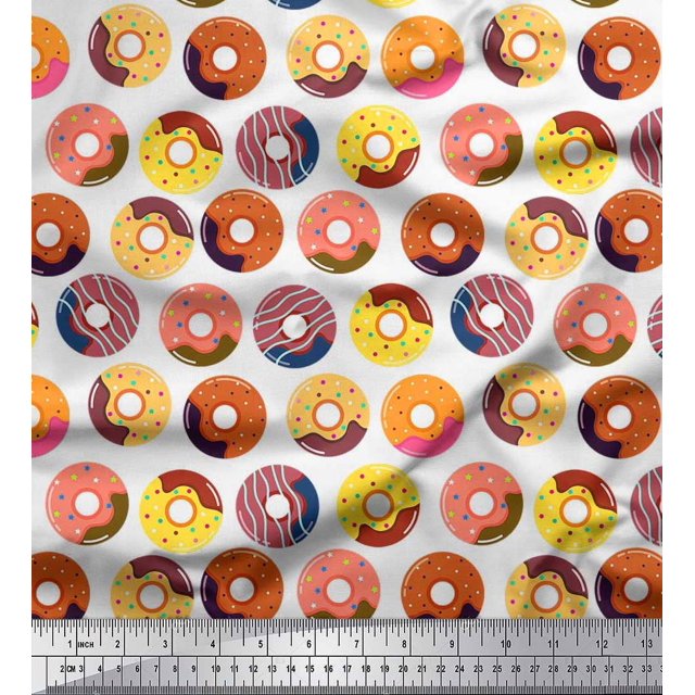 Soimoi Rayon Fabric Donuts Food Fabric Prints by Yard 56 Inch Wide