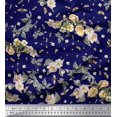 thumbnail image 1 of Soimoi Poly Georgette Fabric Leaves,Moth & Magnolia Floral Decor Fabric Printed Yard 42 Inch Wide, 1 of 3