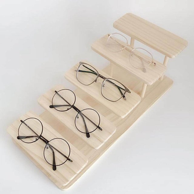 thinsony Wooden Sunglasses Rack Glasses Display Stand Holder Organizer Stand 5 Layers