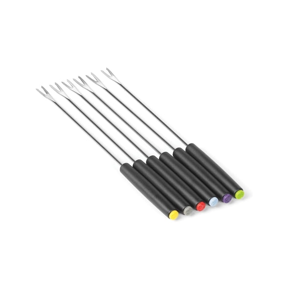 Starfrit Fourchettes à Fondue, Ensemble De 6 Fourchettes En Acier Inoxydable Avec Manches En Plastique Et Embouts Colorés, 22,5 Cm, Va Au Lave-Vaisselle, Pratique Et Résistant