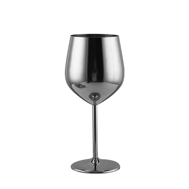 Birdeem Verre à Vin Rouge en Acier Inoxydable 304, Calice à une Seule Couche pour Restaurant, Verre à Vin en Acier Inoxydable. 530 ml
