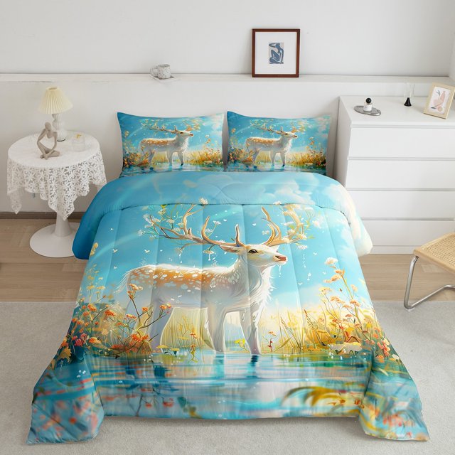 Erosebridal Ensemble de Couette Simple à Rennes de Rêve, Couette en Duvet à Fleurs de Lac, Décor de Conte de Fées, Léger 2 Pcs