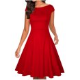 thumbnail image 1 of Gspmoly Robe d'Été, Nouvelle Robe d'Été Décontractée pour Femme Style Serré Robe Ajustée à Grand Ourlet Robe Sans Manches à Col Rond Robe Longueur Genou Robe de Cocktail Offres Prime, 1 of 5