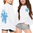 thumbnail image 3 of MEZZALL Sweat à Capuche à Manches Longues Imprimé Fleuri Mode Décontractée pour Filles, Blanc, 5-6 Ans, 3 of 7
