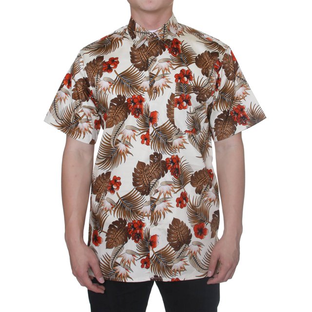 Gravity Threads Chemise Habillée Hawaïenne Tropicale, Ivoire Brun G
