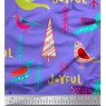 thumbnail image 1 of Soimoi Purple Rayon Crepe Fabric Text & Bird Artistic Print Fabric by Yard 46 Inch Wide, 1 of 5