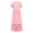 thumbnail image 3 of Pisexur Robes d'Été pour Femmes à Col Rond, Robe Fluide Plissée Tendance à Manches Courtes, Mode avec Poche, Robe d'Été de Plage Évasée à Imprimé Floral, 3 of 5