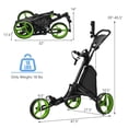 thumbnail image 3 of Goplus Folding 3 Wheels Golf Push Cart W/Bag Scoreboard Adjustable Handle Green, 3 of 8