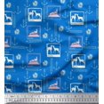 thumbnail image 1 of Soimoi Polyester Crepe Fabric Pencil,Anchor Hook & Deer Animal Print Fabric by Yard 52 Inch Wide, 1 of 3