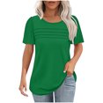 thumbnail image 1 of Yanlir T-Shirt Décontracté pour Femme à Col Rond Uni à Manches Courtes, Hauts de Mode Printemps et Été 2025, T-Shirt Basique Doux à Col Rond, Vêtement Léger pour le Travail et la Plage (Vert,), 1 of 6