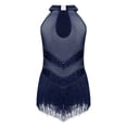 thumbnail image 2 of Yeahdor Robe de Danse Latine Sans Manches à Paillettes pour Filles, Robe Justaucorps de Jazz, Rumba Samba Salsa Cha Cha, Tenue de Danse de Salon Bleu Marine 16, 2 of 5