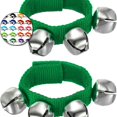 thumbnail image 1 of Dvruxg 2 Pcs Clochettes de Poignet, Grelots Clochettes de Cheville Clochettes de Poignet Bracelet Instruments de Percussion Bande Rythmique Musicale 4 Clochettes Argentées pour Fête Noël (Vert), 1 of 3