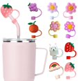 thumbnail image 3 of Silicone Straw Cover Protector 10mm Reusable Drinking Straw Covers Cap, Cute Cartoon Straw Tips Covers Straw Toppers for Tumblers Dust-Proof Straws Plugs J0B8, 3 of 8