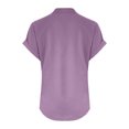 thumbnail image 5 of 2025 Women Spring Summer Clothing Wide Neck Shirt Women Solid Button Back Ruffled Button Down Blouses for Women Trim Blouse Casual Short Classic Fit Dress Shirt Sleeve Blouse, 5 of 5