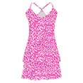 thumbnail image 1 of Jamicy Pyjama pour Femmes Sans Manches pour la Saint-Valentin pour Femmes Hauts Sans Manches avec Shorts Ensemble de Pyjama Décontracté Imprimé Colorblock Ourlet à Volants, 1 of 5