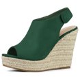 thumbnail image 1 of BLISSFUL STEP Chaussures pour Femmes Espadrilles à Plateforme Compensée à Bout Ouvert Sandales Slingback Vert Émeraude 8, 1 of 6