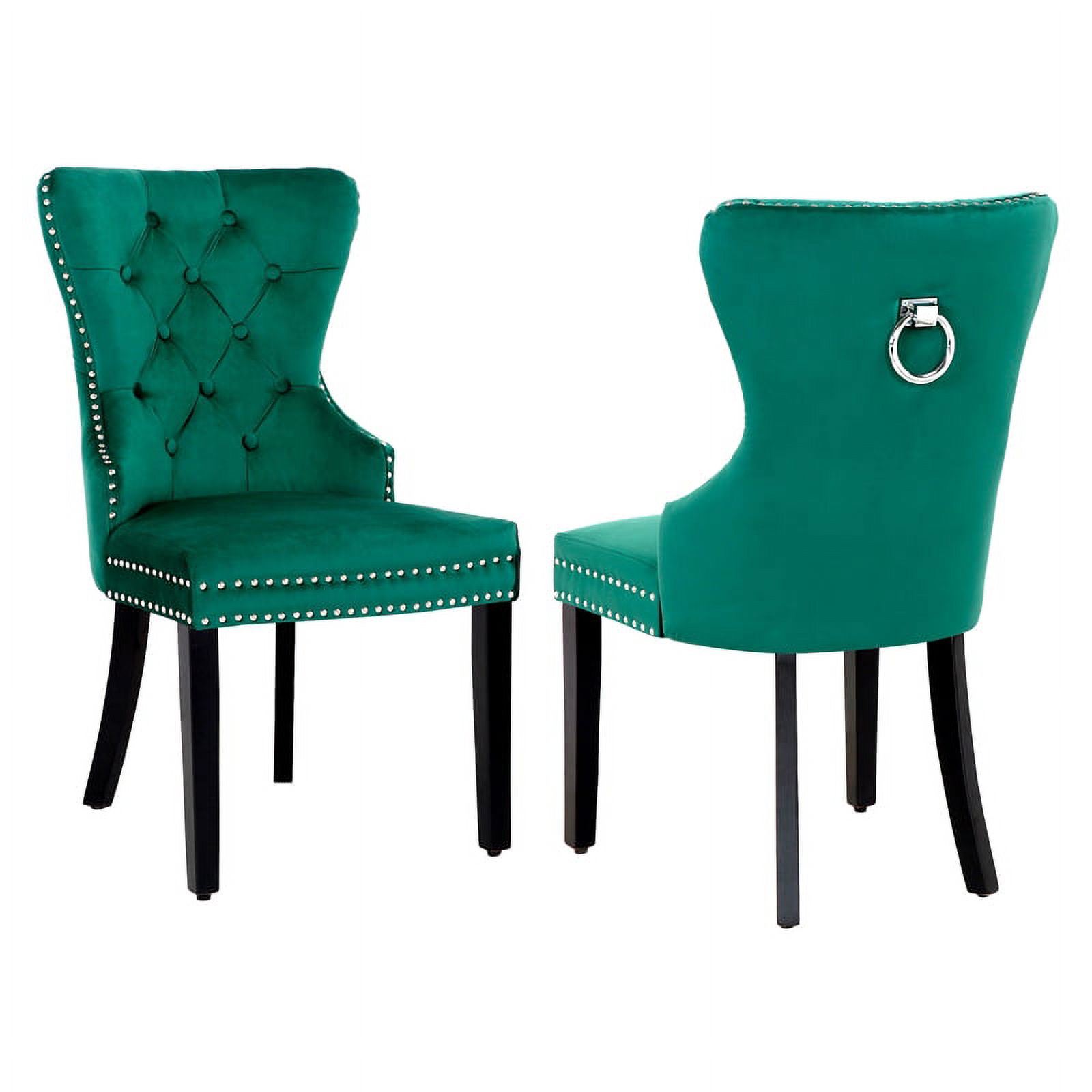 Costaelm Modern Tufted Velvet Dining Side Chair, Navy Blue (Set of 2)