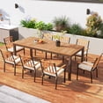 thumbnail image 3 of Patiojoy 79" Rectangular Acacia Wood Dining Table 8-Person Patio Dining Table with Umbrella Hole, 3 of 10