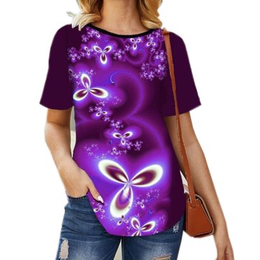 CHGBMOK Plus Size Corset Tops for Women Mode Women Col Rond Ample Imprimé Manches Courtes T-Shirt Blouse Tops Été Plage Tops en Liquidation
