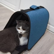 Portable Space Capsule Cat Carrier Bag, Xinsrenus Breathable Transparent Slanted Foldable Pet Carrier Shoulder Bag, Travel Cat Carrier for Small Pets Outdoor Vet Visits, Navy