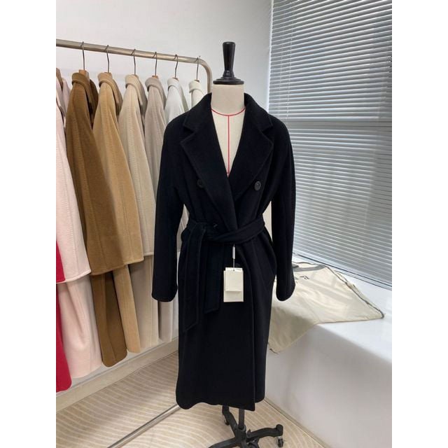 QueenLine High-end Winter Cashmere Camel Color Long Wool Classic Double-breasted Lace-up Gray Red Coat