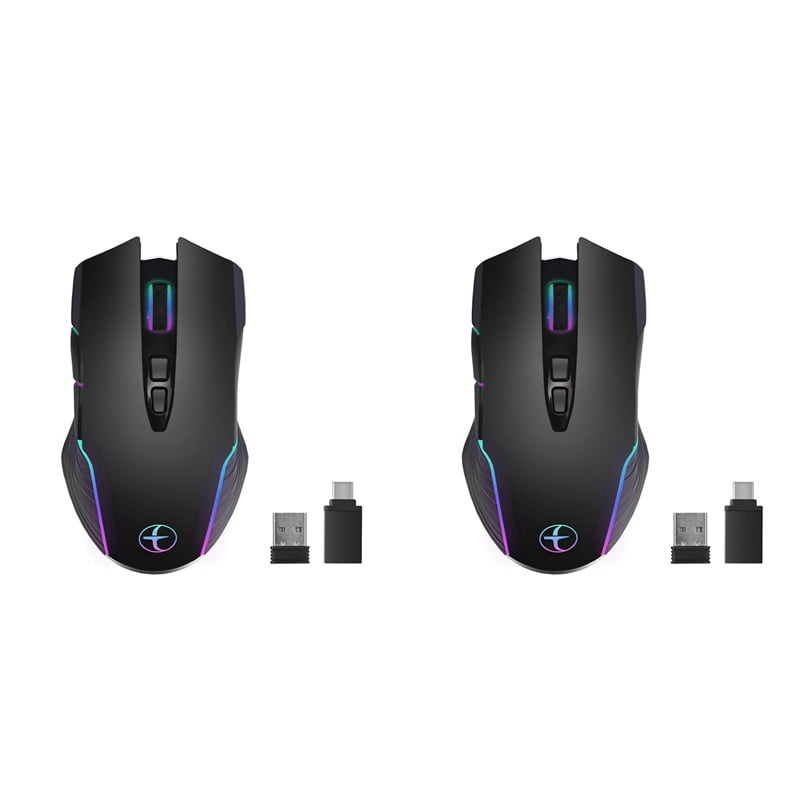 2X Wireless Mouse Mouse Jiggler Mouse Mover LED Rechargeable 2.4G Mause Ergonomic Mini Mouse USB Optical Mice 1600 DPI