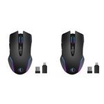 2X Mouse sans fil Jiggler Mouse Mover LED Remboursé 2.4G Meuse Ergonomie Mini souris USB Mice optique 1600 DPI