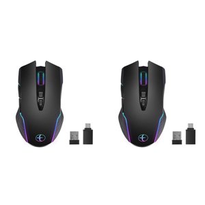 2X Wireless Mouse Mouse Jiggler Mouse Mover LED Rechargeable 2.4G Mause Ergonomic Mini Mouse USB Optical Mice 1600 DPI