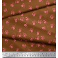 thumbnail image 3 of Soimoi Brown Velvet Fabric Leaves & Periwinkle Floral Decor Fabric Printed Yard 58 Inch Wide, 3 of 3