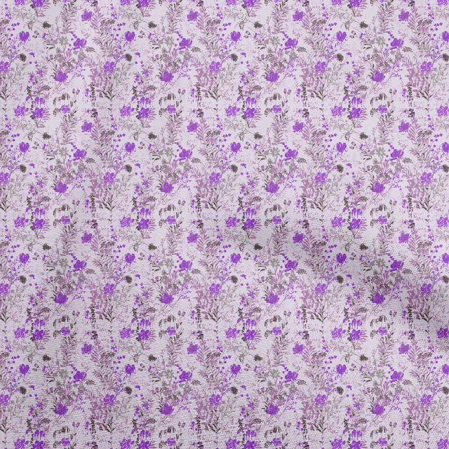 oneOone Velvet Purple Fabric Florals Craft Projects Decor Fabric Printed By The Yard 58 Inch Wide