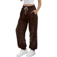 thumbnail image 4 of BLVB Womens Winter Fleece Sweatpants Drawstring Waist Joggers Pants Thick Thermal Comfy Lounge Trousers with Pockets, 4 of 5