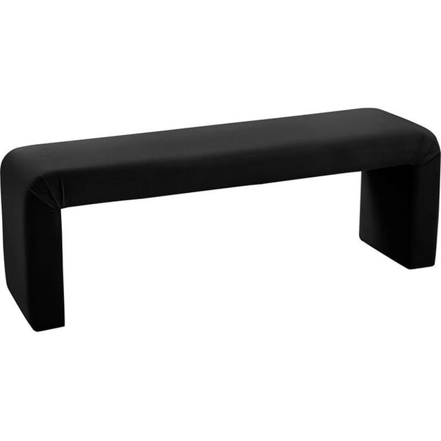 Bowery Hill Contemporary Upholstered Velvet Bench in Black Finish