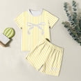 thumbnail image 1 of Ensemble de Pyjama d'Été pour Filles Style Coréen, Manches Courtes, Rayé, Deux Pièces, pour le Quotidien et les Activités Extérieures, 1 of 3
