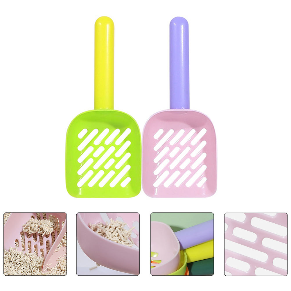 KAKOWELY Poop Scoop Cat Litter Shovel Assorted Color Filtering Cat Litter 2Set