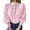 Pink, variant on Women's Lace Blouse, Long Sleeve Round Neck Casual Shirt, Button Down Top for Elegant Daily and Business Wear