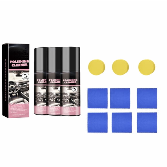 Qiweii 1 2 3 Pack Car Interior Polishing Agent with Cloth and Sponge,Complete Kit for Vehicle Leather and Plastic Care