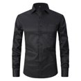 thumbnail image 4 of Japceit Chemise à Manches 3/4 Homme Mode Uni Col Rabattu Cardigan Haut de Bureau Chemise Hauts à Boutons, 4 of 8