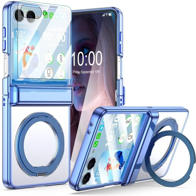 Case for Galaxy Z Flip 7, Compatible with MagSafe, Built-in Kickstand & Screen Protector & Hinge Protection, Slim Protective Phone Case Plating Cover for Samsung Galaxy Z Flip 7