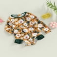 thumbnail image 3 of Toddler Baby Girl Jumpsuit Swimsuit Flower Print Long Sleeve Ruffle Spring Summer Bikini Bathing Suit Green 9-12 Months, 3 of 8