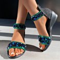 thumbnail image 1 of Cameland Women's Fashion Casual Spring And Summer Outer Wear Sequin Solid Color Round Toe Open Toe Rear Zipper Wedge Heel Thick-Soled Sandals, 1 of 8
