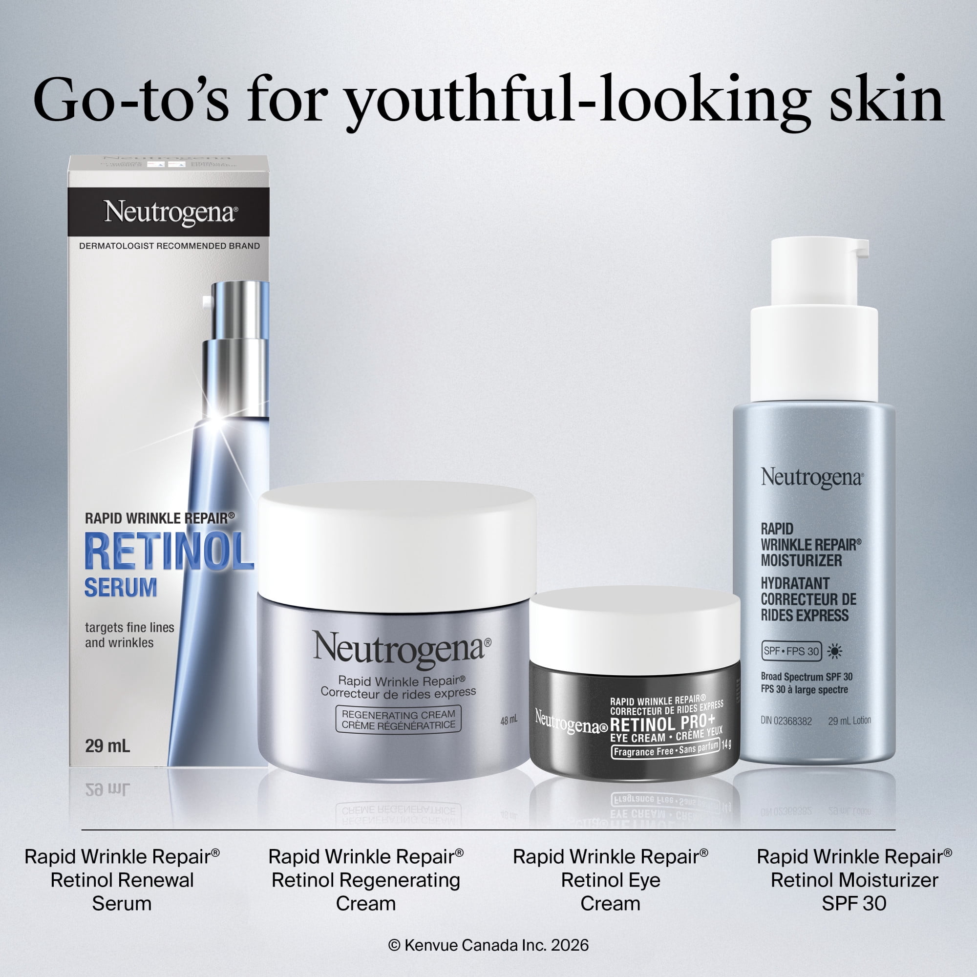 Crème régénératrice Neutrogena Correcteur de rides express, Hydratant Visage et yeux avec rétinol - Sérum avec acide hyaluronique, 48 ml