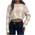 thumbnail image 1 of cfhntfmh Cropped Sweaters for Women 2024 Fall Trendy Oversized Sweaters Long Sleeve Round Neck Pullover Tops, 1 of 3