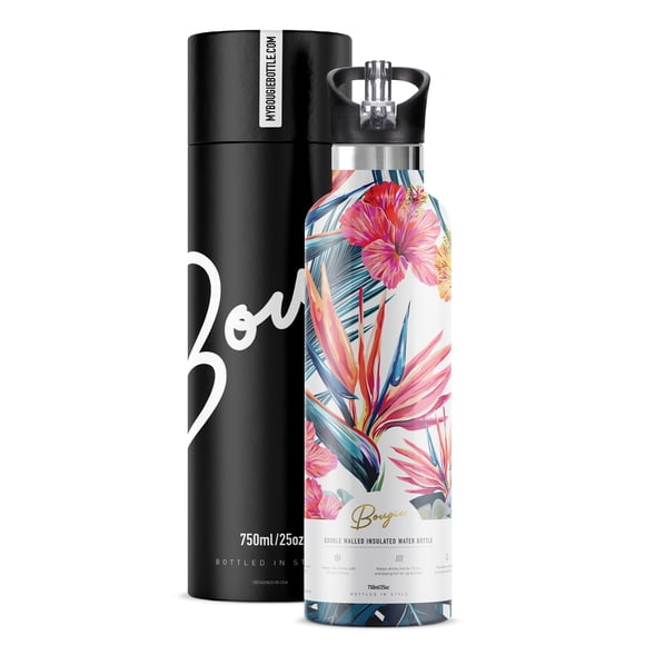 My Bougie Bottle Double Walled Insulated 25 oz Water Bottle, Hibiscus