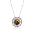 thumbnail image 3 of RYLOS Halo Designer Matching Set Sterling Silver: Ring, Earring & Pendant Necklace. Gemstone & Diamonds, 4MM Tiger Eye November Birthstone; Size 5, 3 of 9